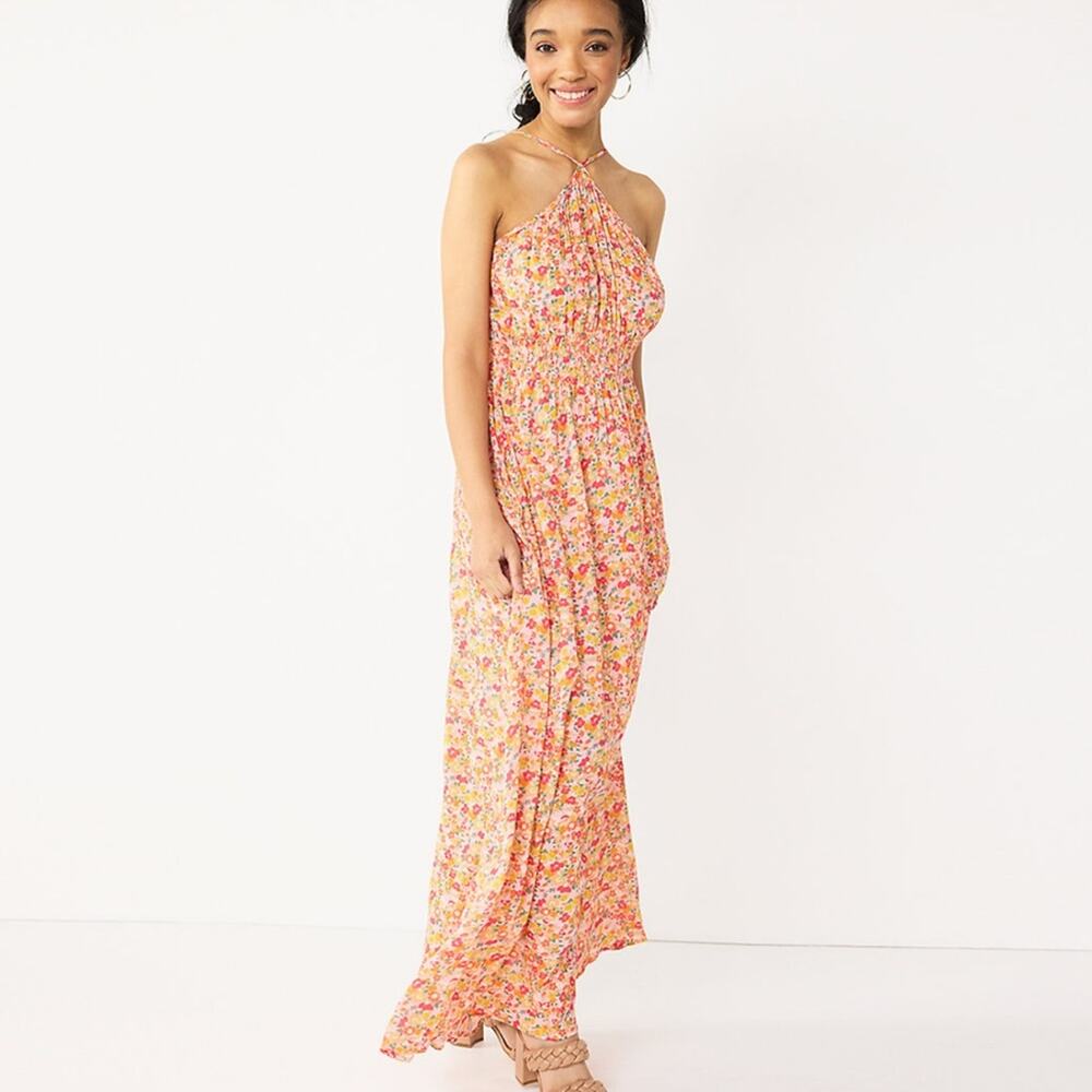 NWT Rewind Floral Y-Neck Maxi Dress